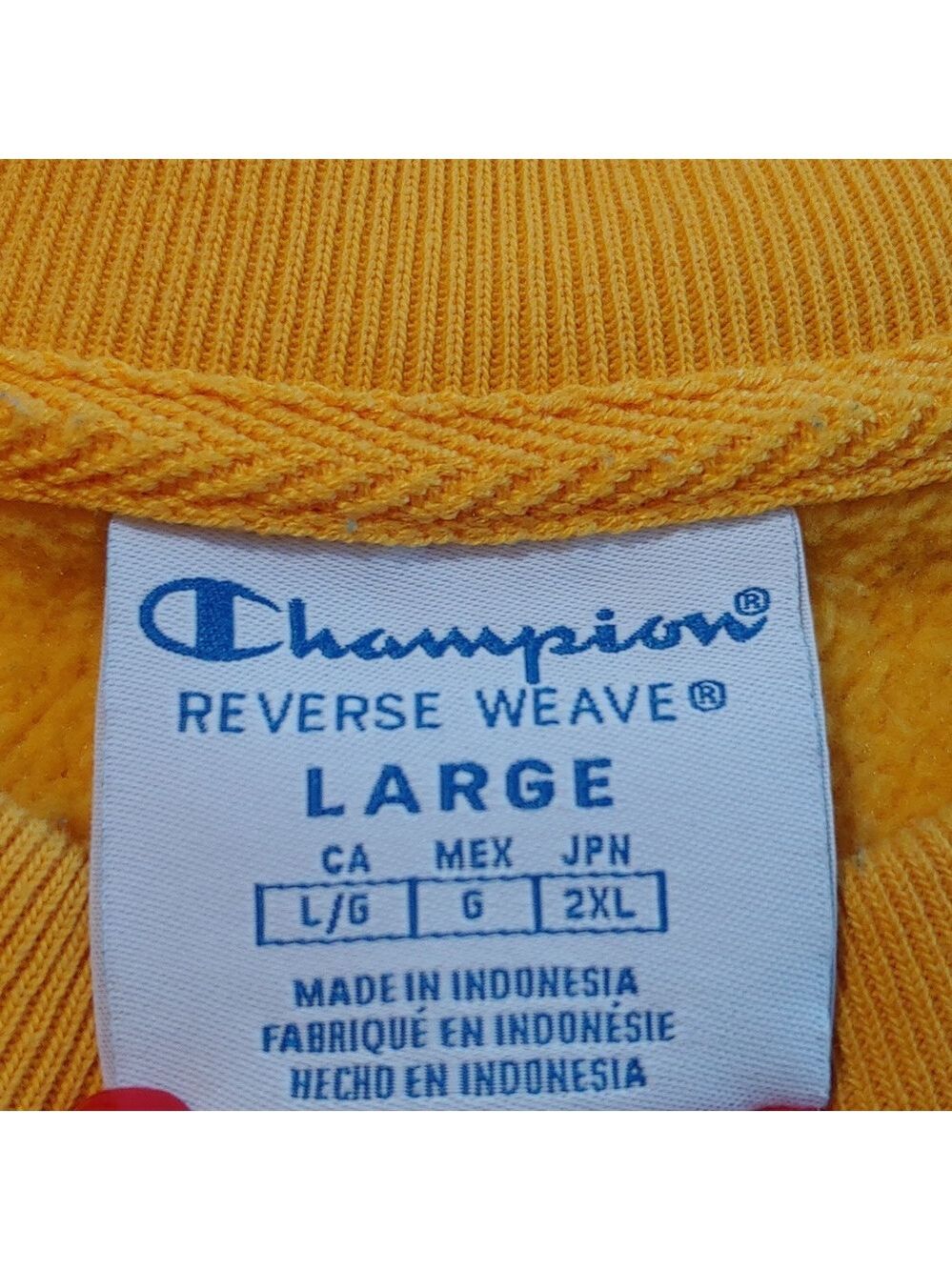 Champion Men's Embroidered Reverse Weave Crewneck in Mustard Teal size Large - Picture 14 of 15